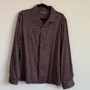John Varvatos Chocolate Brown and White Casual Button Down Shirt